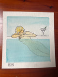 ACEO Girl Napping Poolside